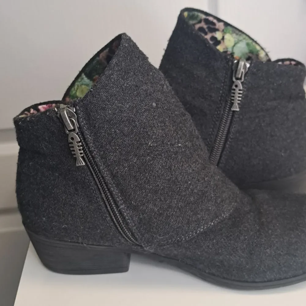 Girl's Grey Ankle Boots Slouch Blowfish